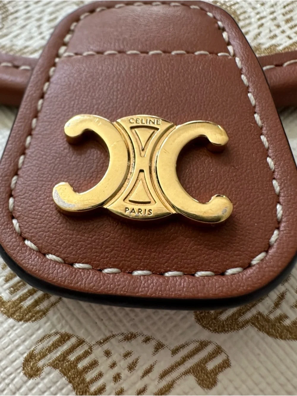 Celine Mini Besace in White Triomphe Canvas Calfskin Crossbody Bag - Picture 3 of 12